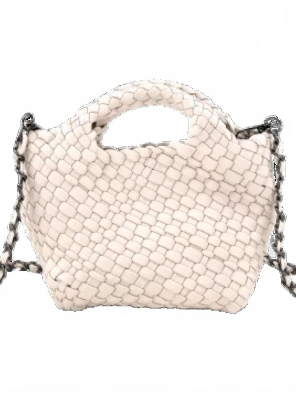 NWT BC Bags Small Braided Clutch Purse 8 x 5 x 4 inches White